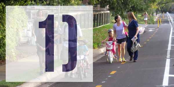 Number: 1 with picture overlay of families bicycling together